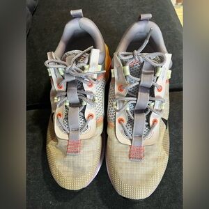 Nike Women's Sneakers in Gray and Tan with Orange Accents